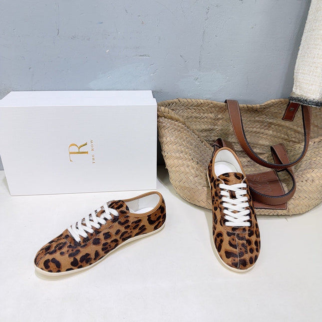 THE ROW 26S LACE-UP SNEAKERS IN BROWN LEOPARD CALF HAIR