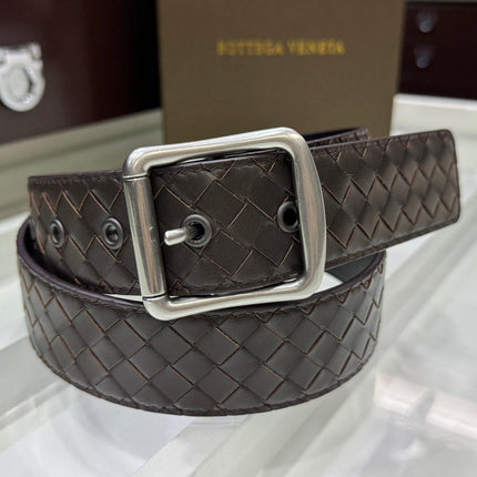 BV BELT 3.8CM IN BROWN CALFSKIN SILVER HARDWARE