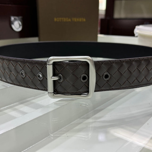 BV BELT 3.8CM IN BROWN CALFSKIN SILVER HARDWARE