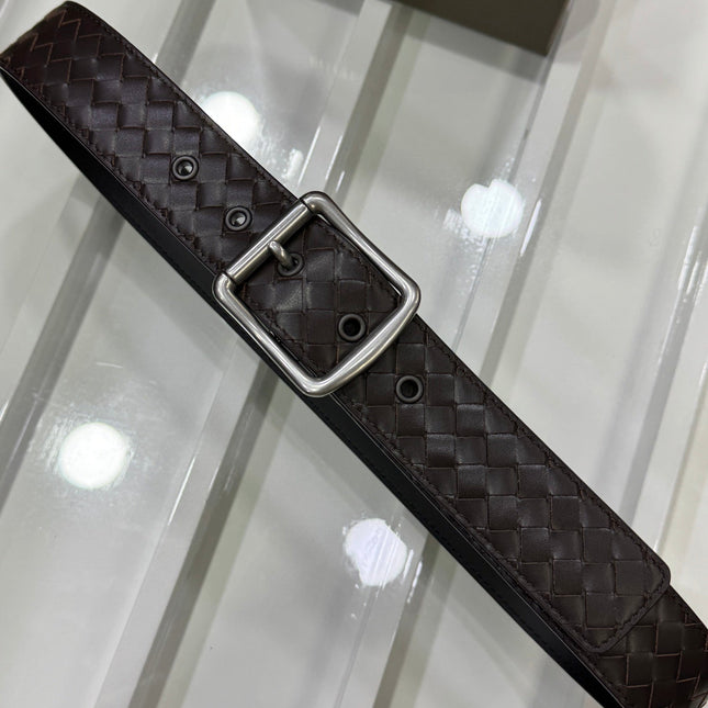 BV BELT 3.8CM IN BROWN CALFSKIN SILVER HARDWARE