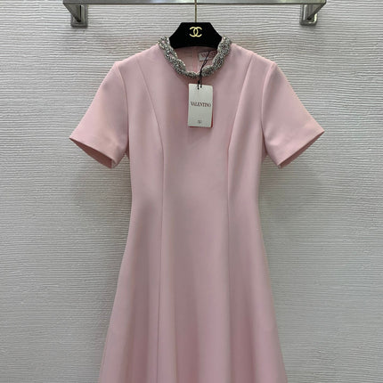 VALENTINO 26S NECK SHORT-SLEEVE A-LINE DRESS 342