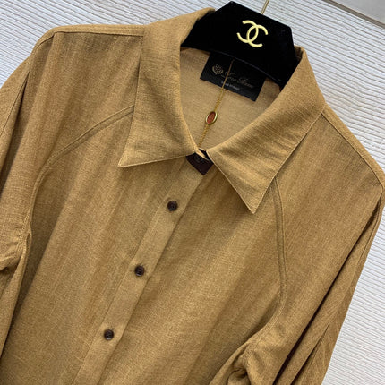 LORO PIANA 26S LONG-SLEEVE SHIRT & MIDI SKIRT SET 880