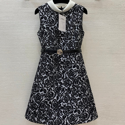 CHANEL 26S ROSE-PRINT A-LINE DRESS 1759