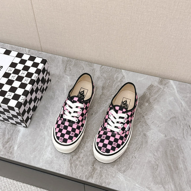 VALENTINO 25S GARAVANI X VANS SNEAKERS IN PINK MIX BLACK CANVAS