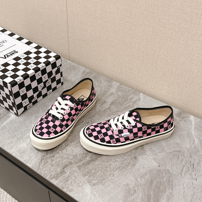 VALENTINO 25S GARAVANI X VANS SNEAKERS IN PINK MIX BLACK CANVAS