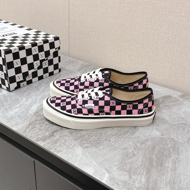 VALENTINO 25S GARAVANI X VANS SNEAKERS IN PINK MIX BLACK CANVAS