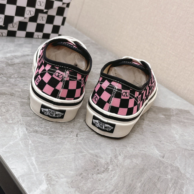 VALENTINO 25S GARAVANI X VANS SNEAKERS IN PINK MIX BLACK CANVAS