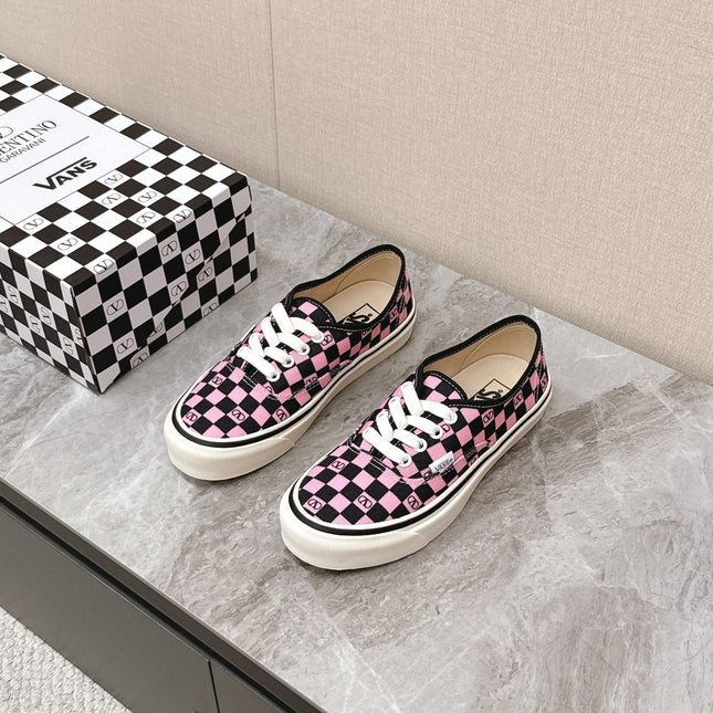 VALENTINO 25S GARAVANI X VANS SNEAKERS IN PINK MIX BLACK CANVAS