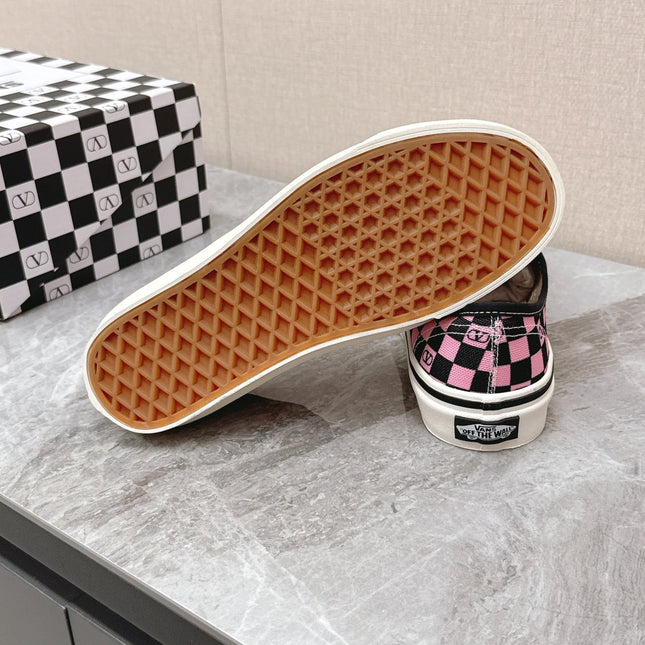 VALENTINO 25S GARAVANI X VANS SNEAKERS IN PINK MIX BLACK CANVAS