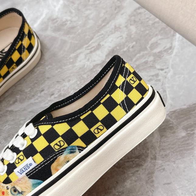 VALENTINO 25S GARAVANI X VANS SNEAKERS IN YELLOW MIX BLACK CANVAS
