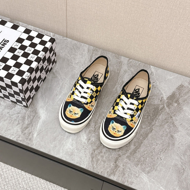 VALENTINO 25S GARAVANI X VANS SNEAKERS IN YELLOW MIX BLACK CANVAS
