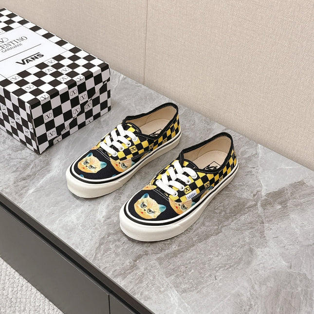 VALENTINO 25S GARAVANI X VANS SNEAKERS IN YELLOW MIX BLACK CANVAS