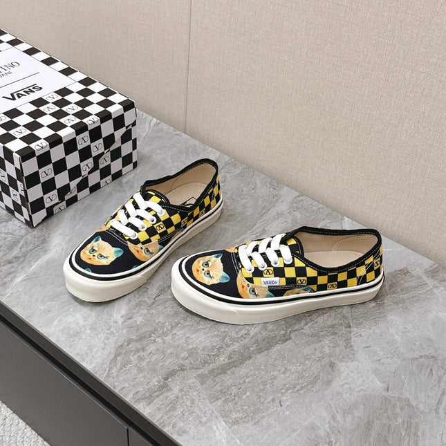 VALENTINO 25S GARAVANI X VANS SNEAKERS IN YELLOW MIX BLACK CANVAS