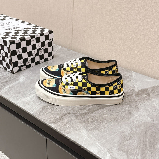 VALENTINO 25S GARAVANI X VANS SNEAKERS IN YELLOW MIX BLACK CANVAS