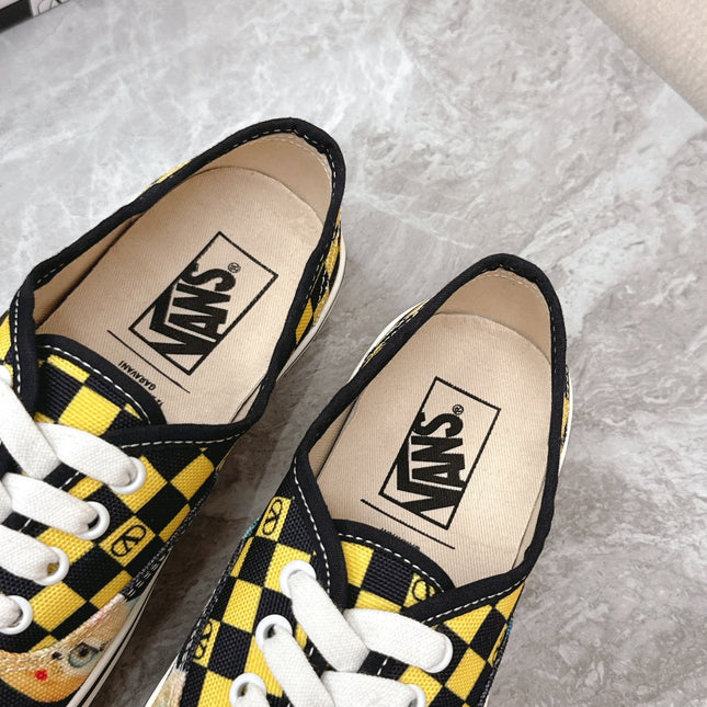 VALENTINO 25S GARAVANI X VANS SNEAKERS IN YELLOW MIX BLACK CANVAS