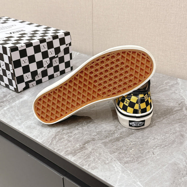 VALENTINO 25S GARAVANI X VANS SNEAKERS IN YELLOW MIX BLACK CANVAS