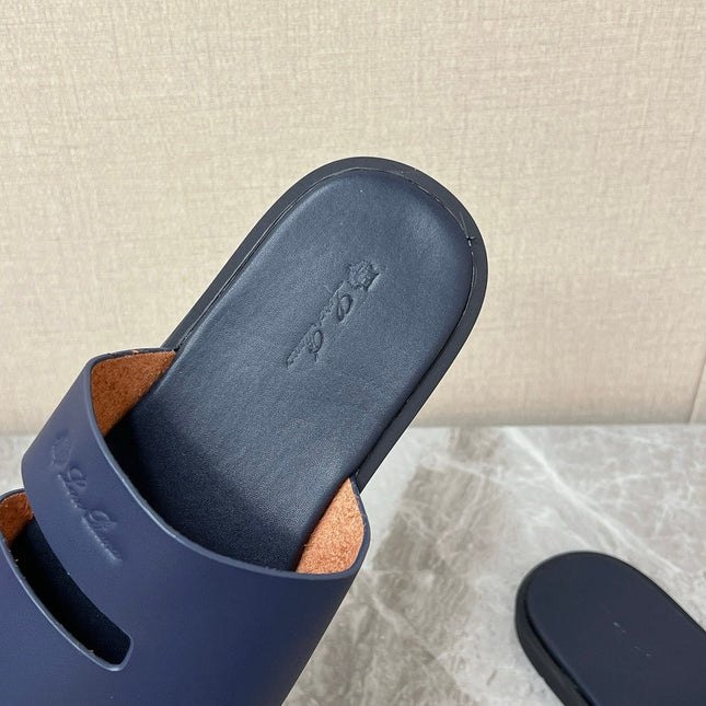 LP 26S CLASSIC H-CUT SLIDES IN NAVY BLUE CALFSKIN