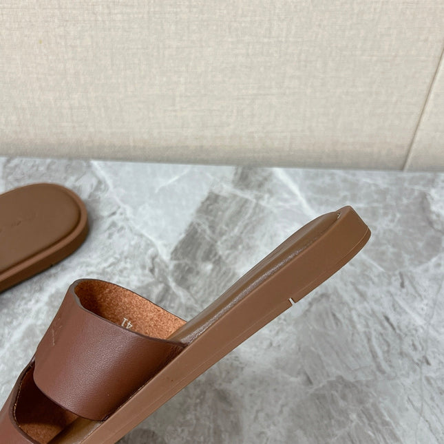 LP 26S CLASSIC H-CUT SLIDES IN BROWN CALFSKIN
