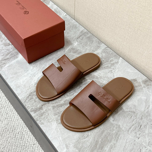 LP 26S CLASSIC H-CUT SLIDES IN BROWN CALFSKIN