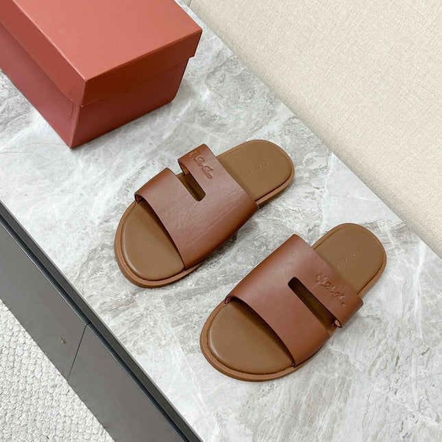 LP 26S CLASSIC H-CUT SLIDES IN BROWN CALFSKIN