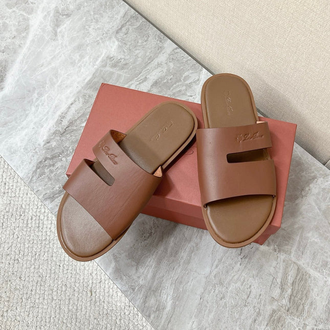 LP 26S CLASSIC H-CUT SLIDES IN BROWN CALFSKIN