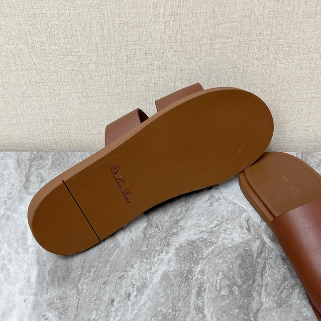 LP 26S CLASSIC H-CUT SLIDES IN BROWN CALFSKIN