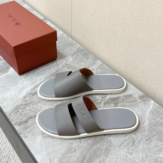 LP 26S CLASSIC H-CUT SLIDES IN GREY CALFSKIN