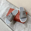 LP 26S CLASSIC H-CUT SLIDES IN GREY CALFSKIN
