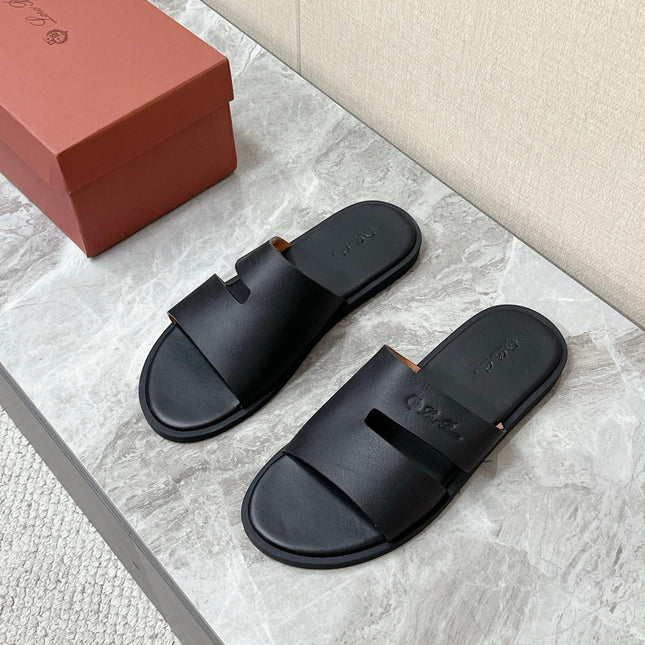 LP 26S CLASSIC H-CUT SLIDES IN BLACK CALFSKIN