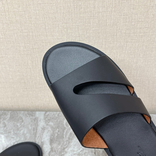 LP 26S CUTOUT SLIDES IN BLACK CALFSKIN