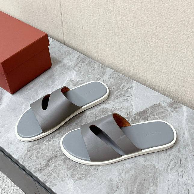 LP 26S CUTOUT SLIDES IN GREY CALFSKIN