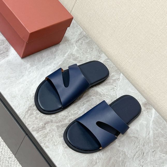 LP 26S CUTOUT SLIDES IN NAVY BLUE CALFSKIN