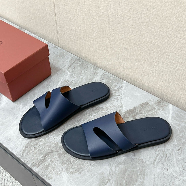 LP 26S CUTOUT SLIDES IN NAVY BLUE CALFSKIN