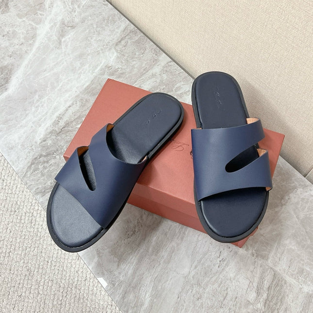 LP 26S CUTOUT SLIDES IN NAVY BLUE CALFSKIN