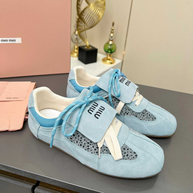 MIUMIU 26S SNEAKERS IN LIGHT BLUE SUEDE
