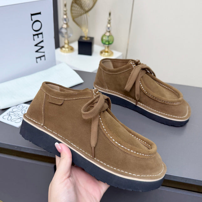 LOEWE 26S ANKLE BOOTS IN CARAMEL BROWN SUEDE