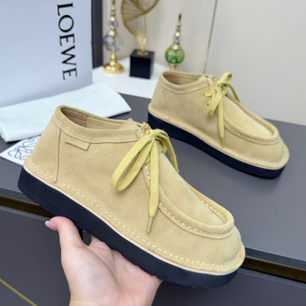 LOEWE 26S ANKLE BOOTS IN BEIGE SUEDE