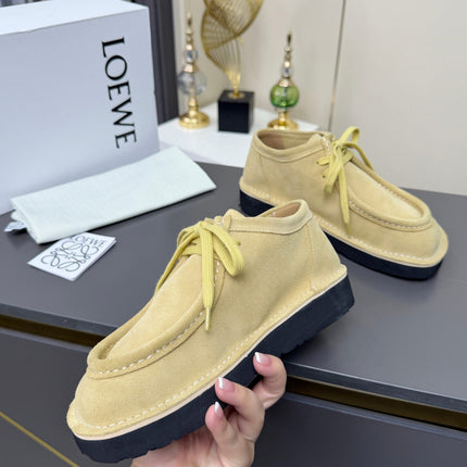 LOEWE 26S ANKLE BOOTS IN BEIGE SUEDE