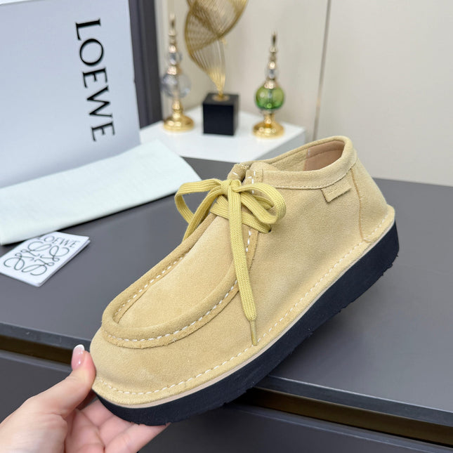 LOEWE 26S ANKLE BOOTS IN BEIGE SUEDE