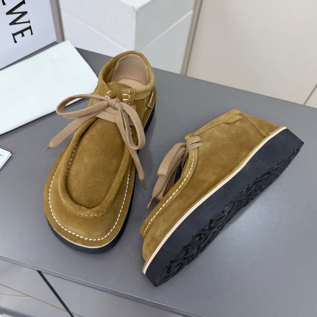 LOEWE 26S ANKLE BOOTS IN OLIVE BROWN SUEDE