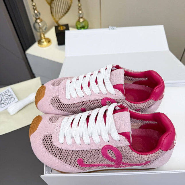 LOEWE 26S RUNNER 2.0 SNEAKERS IN PINK SUEDE AND MESH FABRIC