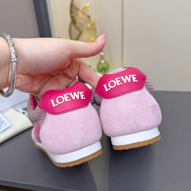 LOEWE 26S RUNNER 2.0 SNEAKERS IN PINK SUEDE AND MESH FABRIC