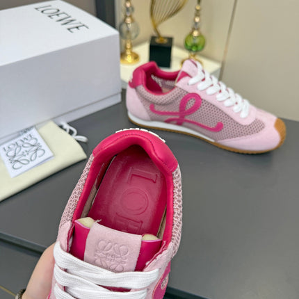 LOEWE 26S RUNNER 2.0 SNEAKERS IN PINK SUEDE AND MESH FABRIC
