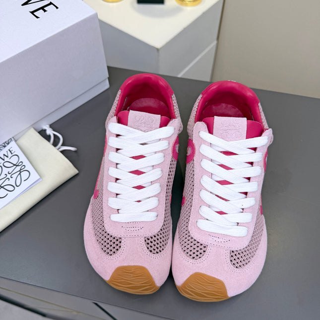 LOEWE 26S RUNNER 2.0 SNEAKERS IN PINK SUEDE AND MESH FABRIC