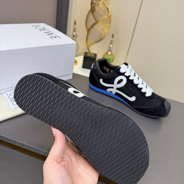 LOEWE 26S RUNNER 2.0 SNEAKERS IN BLACK SUEDE AND MESH FABRIC