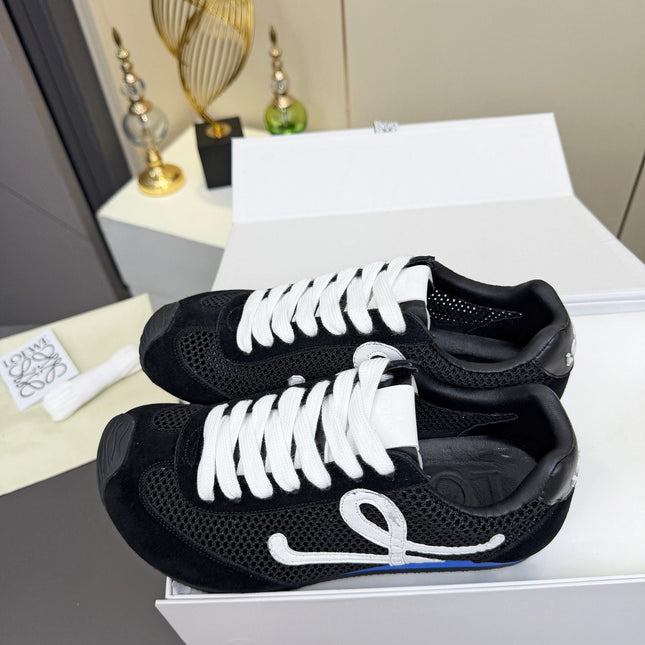 LOEWE 26S RUNNER 2.0 SNEAKERS IN BLACK SUEDE AND MESH FABRIC