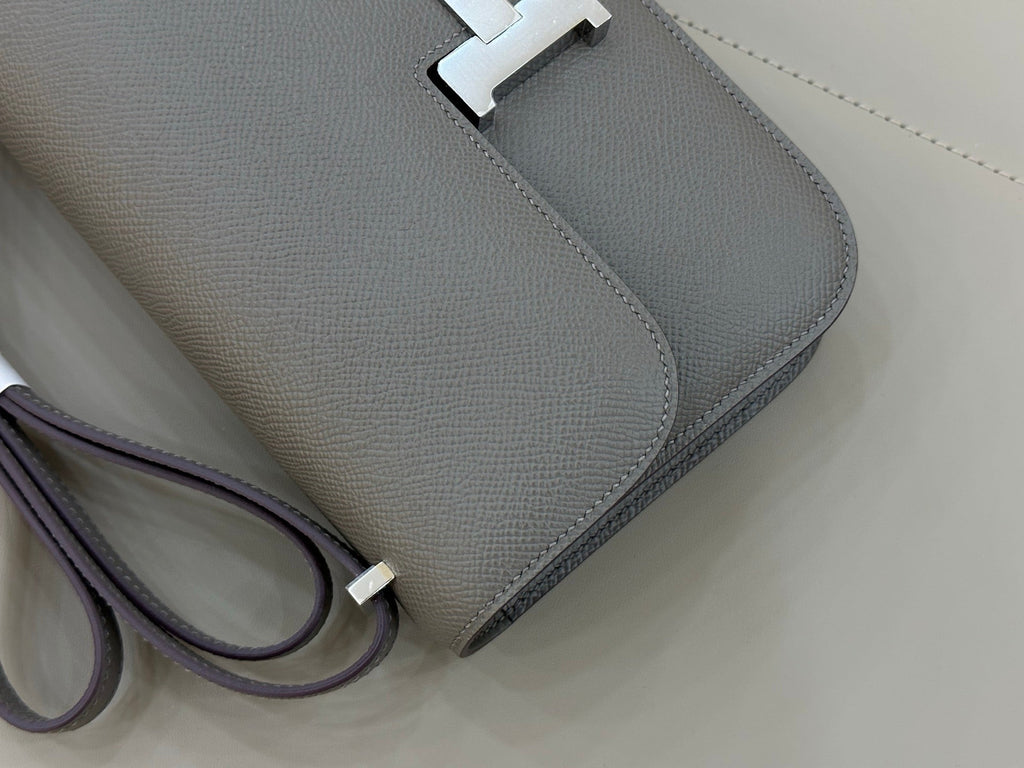 HM 25S CONSTANCE ELAN 24 CM IN DARK GREY EPSOM WITH SILVER HARDWARE