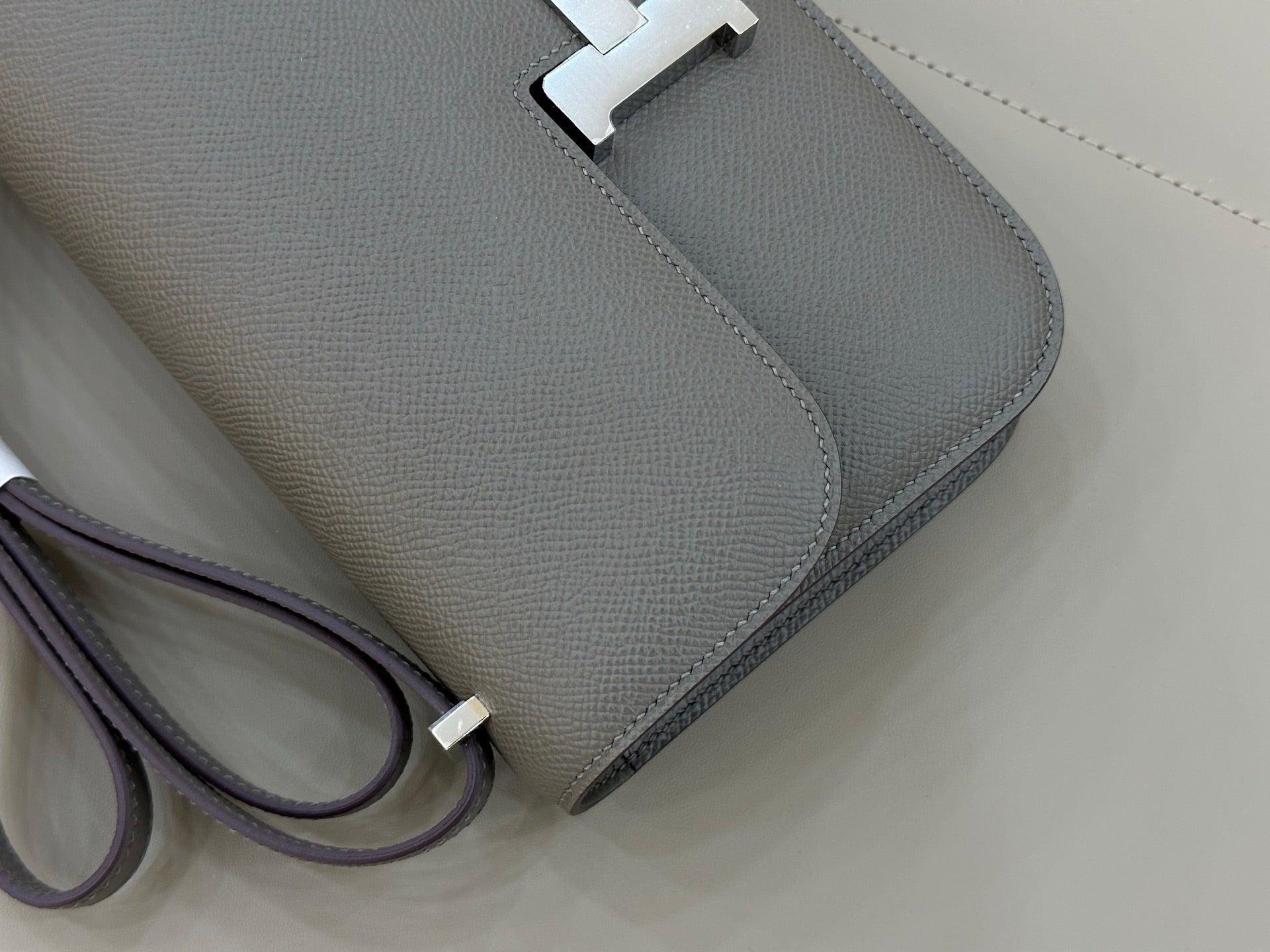 HM 25S CONSTANCE ELAN 24 CM IN DARK GREY EPSOM WITH SILVER HARDWARE