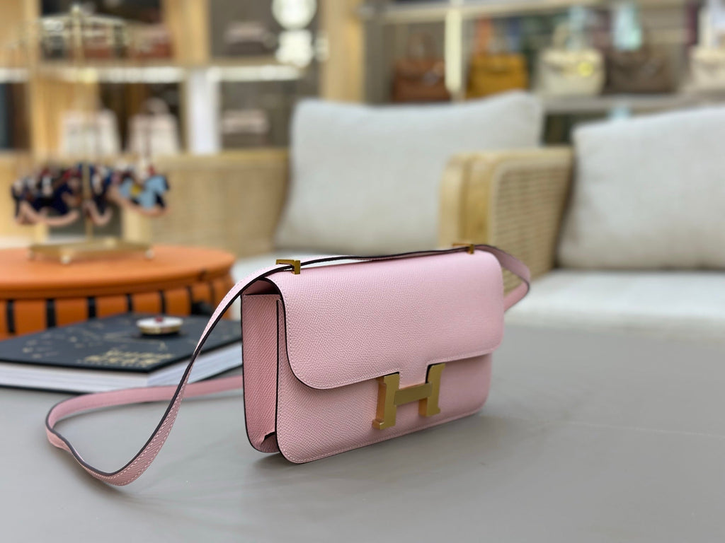 HM 25S CONSTANCE ELAN 24 CM IN LIGHT PINK EPSOM WITH GOLD HARDWARE