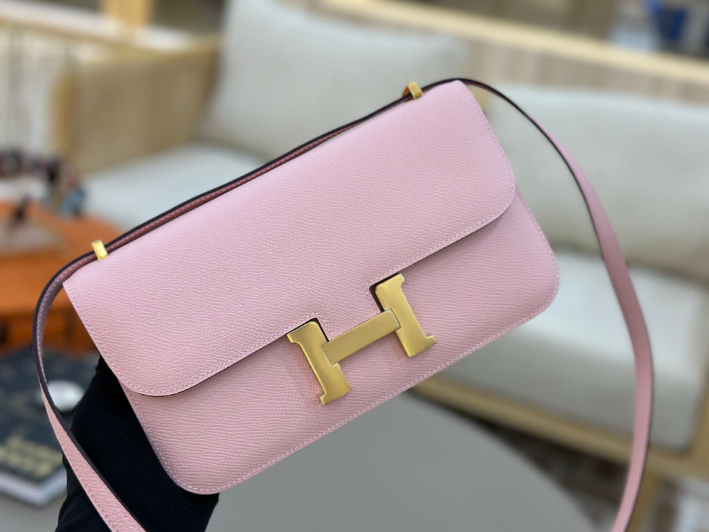 HM 25S CONSTANCE ELAN 24 CM IN LIGHT PINK EPSOM WITH GOLD HARDWARE